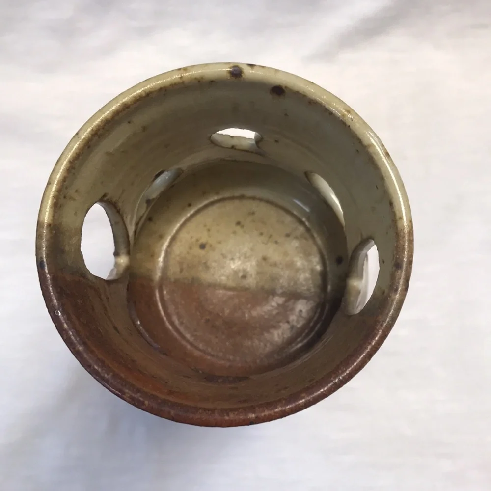 Vintage/MCM‎ Stoneware Pottery Artist Signed Candle Holder